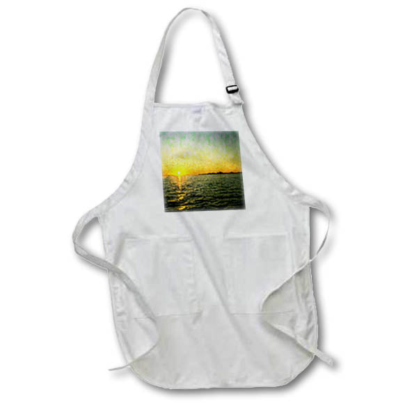 Apron - Image of Reflections Of Sun Sinking Into Green Gold Waters Florida lens Art by Florene - Sunset Impressions