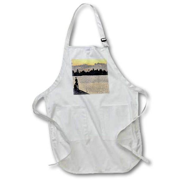 Apron - Image of Fishing Off Famous Matlacha Bridge With Yellow Silver Skies lens Art by Florene - Sunset Impressions