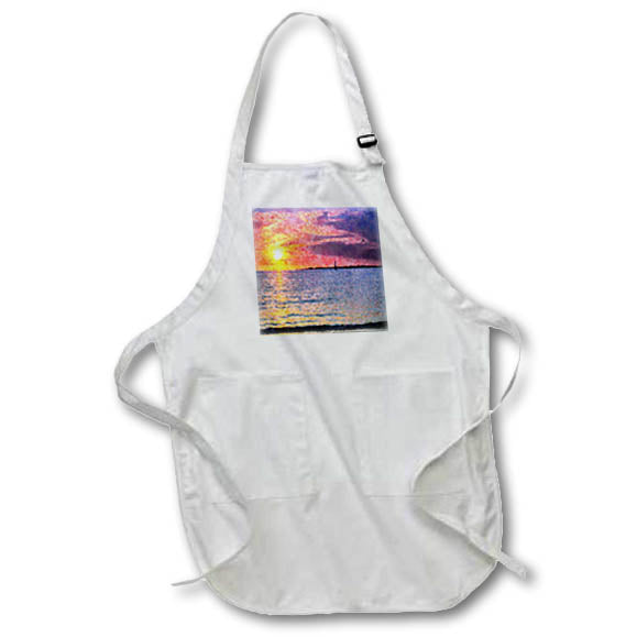 Apron - Image of Shades Of Purple Orange With Reflections Of Sun On Water lens Art by Florene - Sunset Impressions