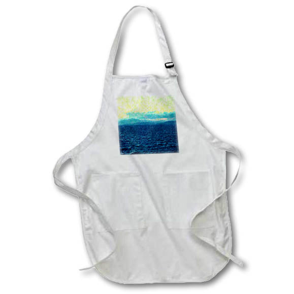 Apron - Image of Lime Sky Aqua Clouds And Navy Water Off Of Haiti lens Art by Florene - Sunset Impressions