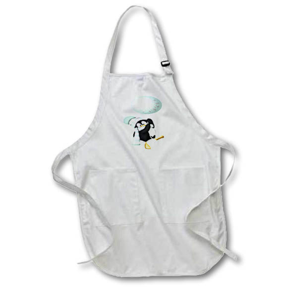 Apron - Cute Winter Dressed Penguin With A Big Mint Green Balloon Illustration Cute Illustrations