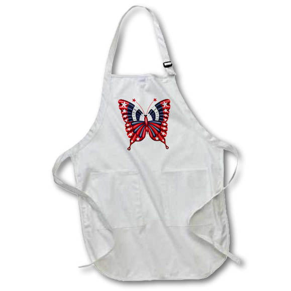 Apron - Pretty Patriotic Red White and Blue Stars and Stripes Butterfly Cute Illustrations