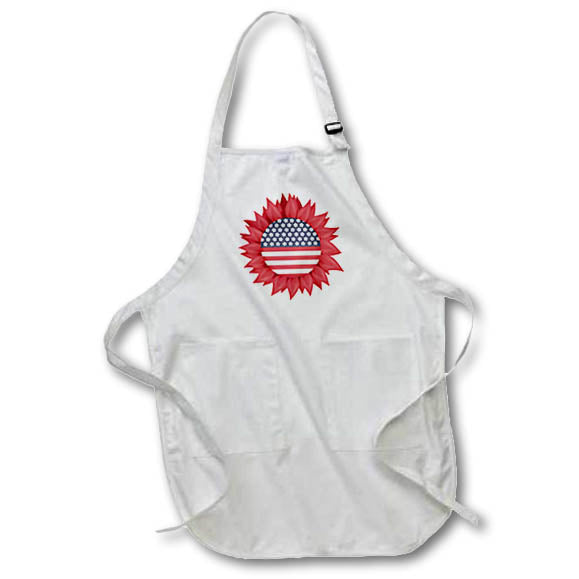 Apron - Pretty Patriotic Red White and Blue Stars and Stripes Flower Cute Illustrations