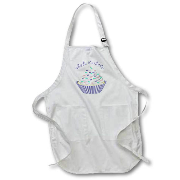 Apron - Cute Purple, Mint Green, and Pink Happy Birthday Cupcake Illustration Cute Illustrations