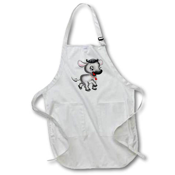 Apron - Cute Black Cow With A Red Bell Illustration Cute Illustrations