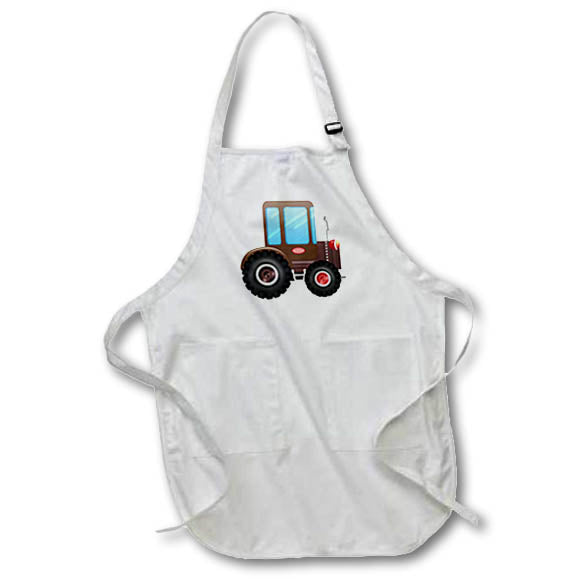 Apron - Cute Brown Tractor Illustration Cute Illustrations