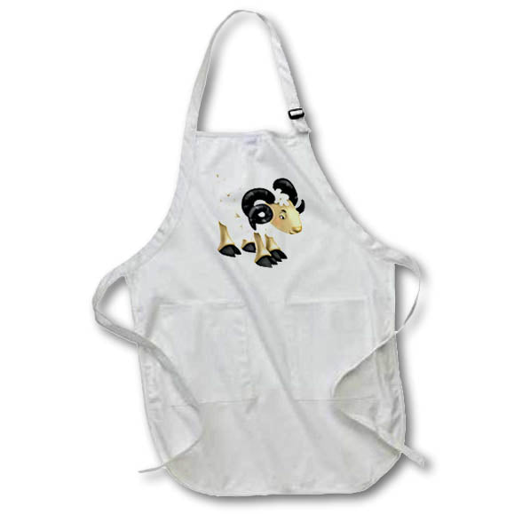 Apron - Cute Black and White Ram Illustration Cute Illustrations
