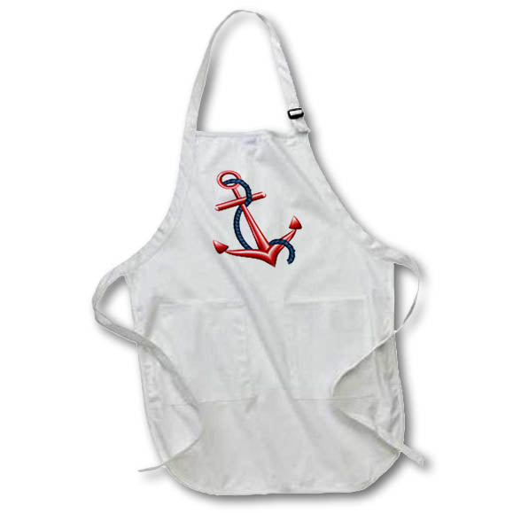 Apron - Red and Blue Sailing Anchor Illustration Cute Illustrations