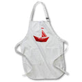 Apron - Cute Red and White Paper Sailboat Illustration Cute Illustrations