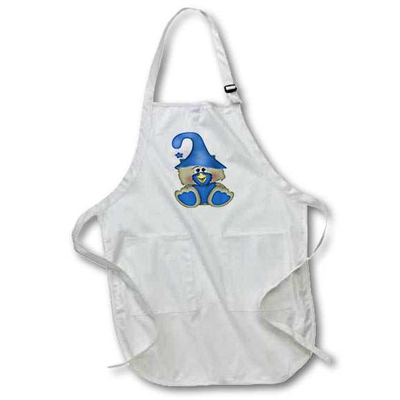 Apron - Cute Blue Owl With A Hat Illustration Cute Illustrations
