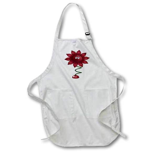 Apron - Cute Red Smiling Daisy Flower On A Spring Illustration Cute Illustrations