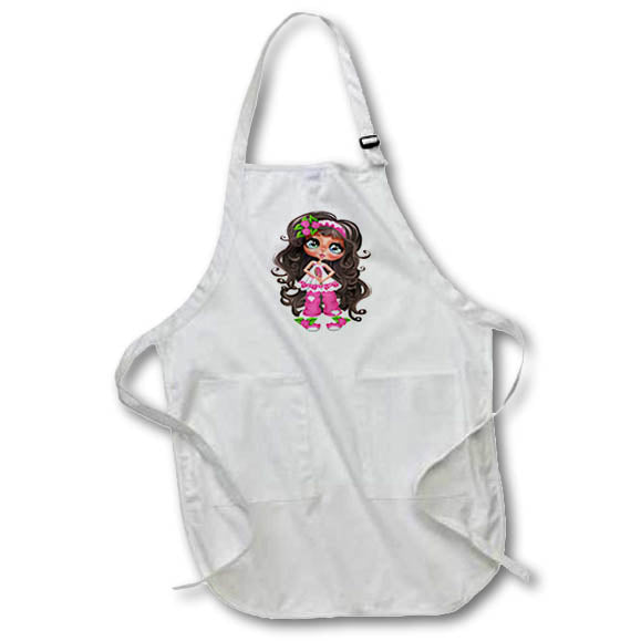 Apron - Cute Brunette Glamour Girl In PJs With A Brush Illustration Cute Illustrations