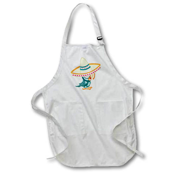 Apron - Cute Green Parrot In A Sombrero Hat Illustration Cute Illustrations