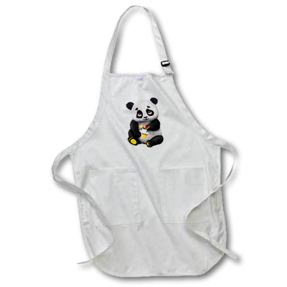 Apron - Cute Panda Bear Holding A Cupcake Illustration Cute Illustrations