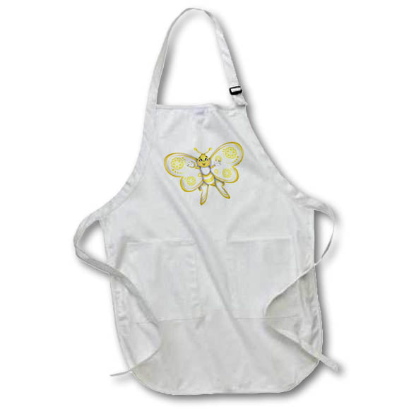 Apron - Cute Yellow and White Smiling Ornamental Butterfly Illustration Cute Illustrations