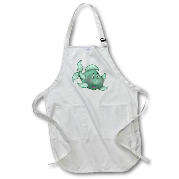 Apron - Cute Smiling Puffy Fish Illustration Cute Illustrations