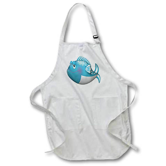 Apron - Cute Blue and White Pudgy Fish Illustration Cute Illustrations