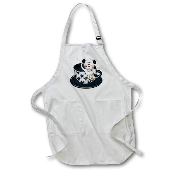 Apron - Cute Mouse With A Cookie In A Heart Patterned Teacup Illustration Cute Illustrations
