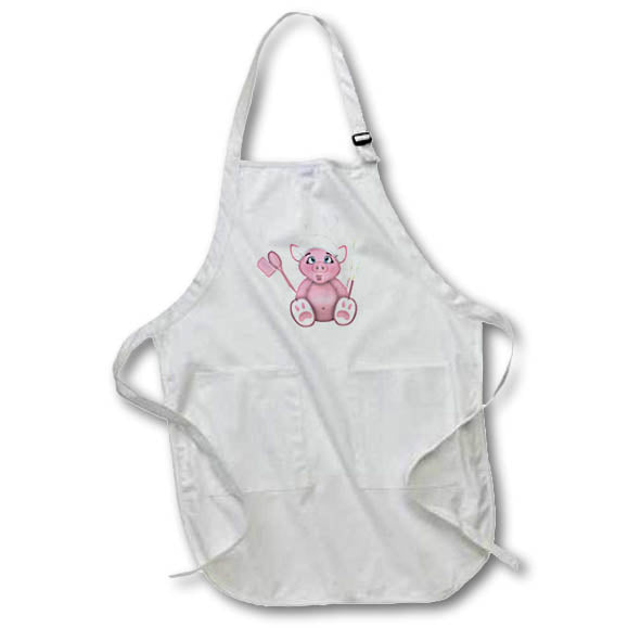Apron - Cute Pink Chef Pig With A Spatula, Spoon, and Whisk Illustration Cute Illustrations