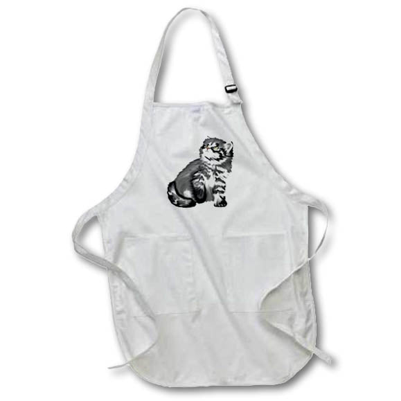 Apron - Pretty Black and White Cat Illustration Cute Illustrations