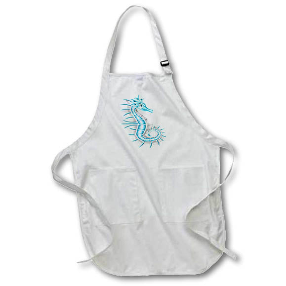 Apron - Pretty Light Blue and White Seahorse Illustration Cute Illustrations