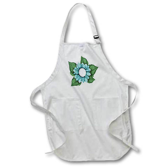 Apron - Cute Aqua Green Flower and Leaves Illustration Cute Illustrations