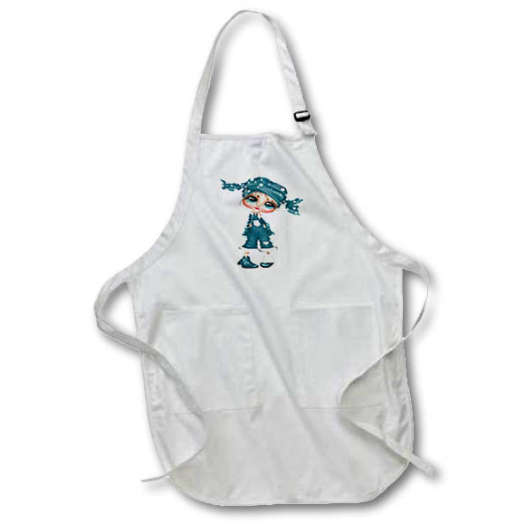 Apron - Cute Blonde Garden Glamour Girl In Turquoise Gardening Clothes Cute Illustrations