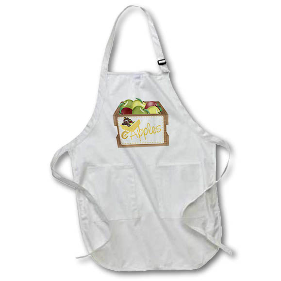 Apron - Cute Crate Of Red and Green Apples Illustration Cute Illustrations
