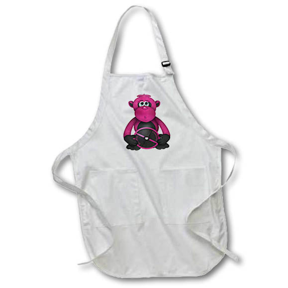 Apron - Bright Pink Weight Lifting Gorilla Illustration Cute Illustrations