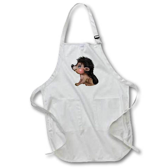 Apron - Cute Smiling Brown Hedgehog Illustration Cute Illustrations