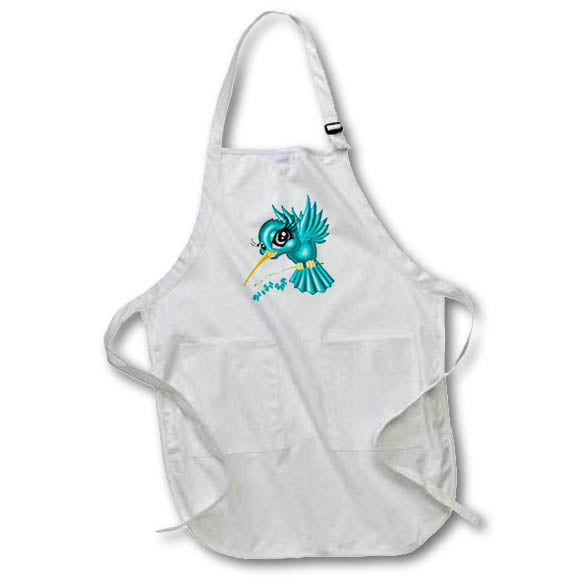 Apron - Pretty Turquoise Glamour Hummingbird Illustration Cute Illustrations