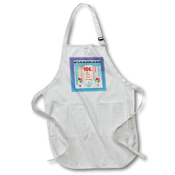 Apron - Image of 106th Birthday Tag, Cupcake, Candle, Balloon, Gift, Streamer Birthday Design