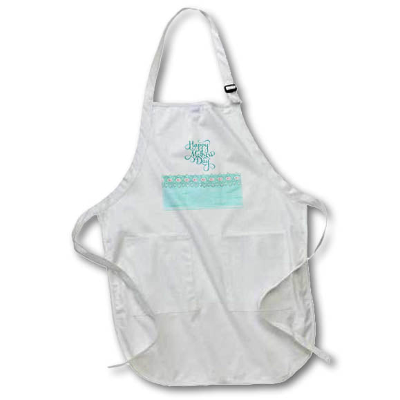 Apron - Image of Beautiful Lace Flowers on Lined Fabric Look, Aqua, Pink Mothers Day Design