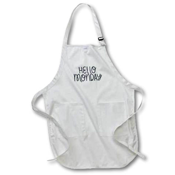 Apron - Hello Monday Minimalistic Handwritten Greeting 3dRose - Rosette - Greetings