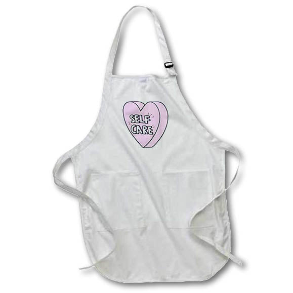 Apron - Self Care 3D Pink Heart Mental Health Awareness Quotes 3dRose - Rosette - Mental Health Awareness