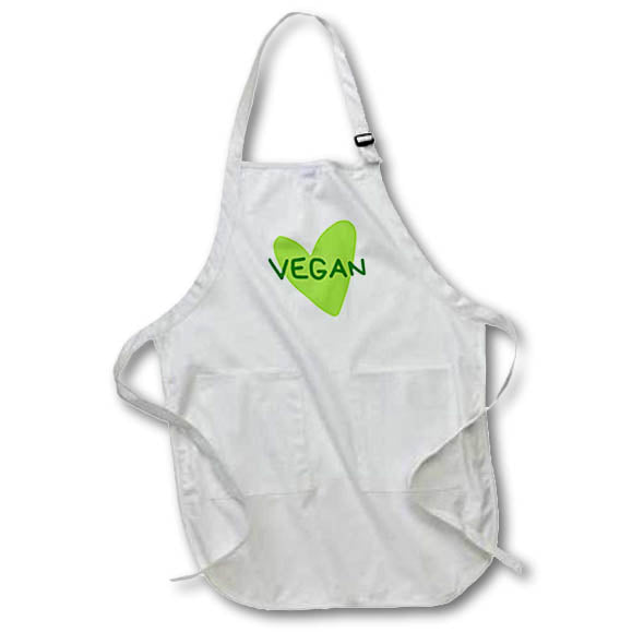 Apron - Vegan Heart Funny Gift for a Vegan Friend 3dRose - Rosette - Vegan