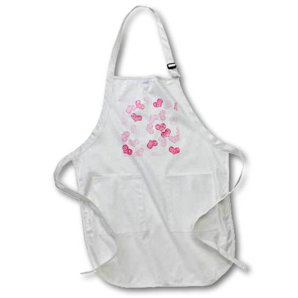 Apron - Printed Pattern Pink Faded Hearts on Print 3dRose - Rosette - Pattern Prints
