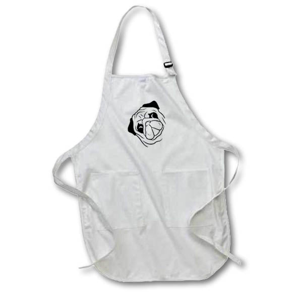 Apron - Cute Pug Puppy Dog Silhouette 3dRose - Rosette - Dog Hooman