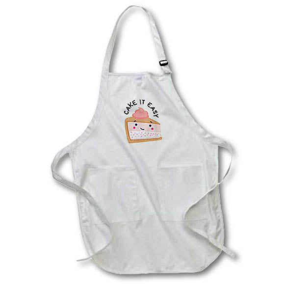 Apron - Cake It Easy Funny Food Phrases 3dRose - Rosette - Funny Food Phrases