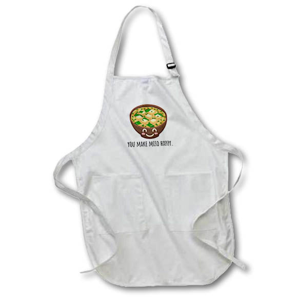 Apron - You Make Miso Happy Funny Food Phrases 3dRose - Rosette - Funny Food Phrases