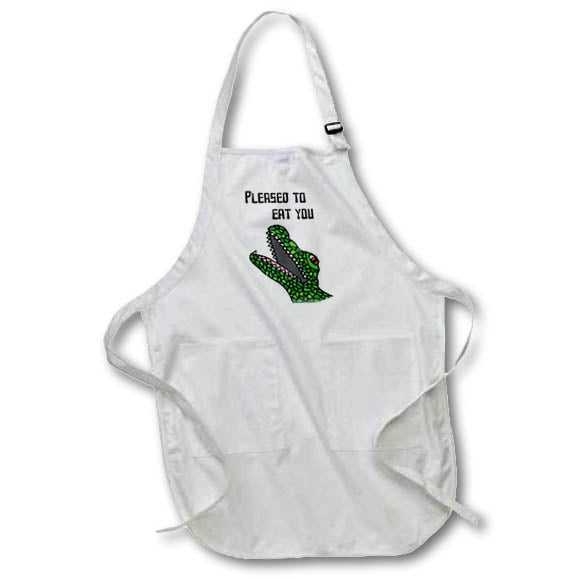 Apron - Funny Alligator Pun says Pleased to eat you Crocodile Satire Funny