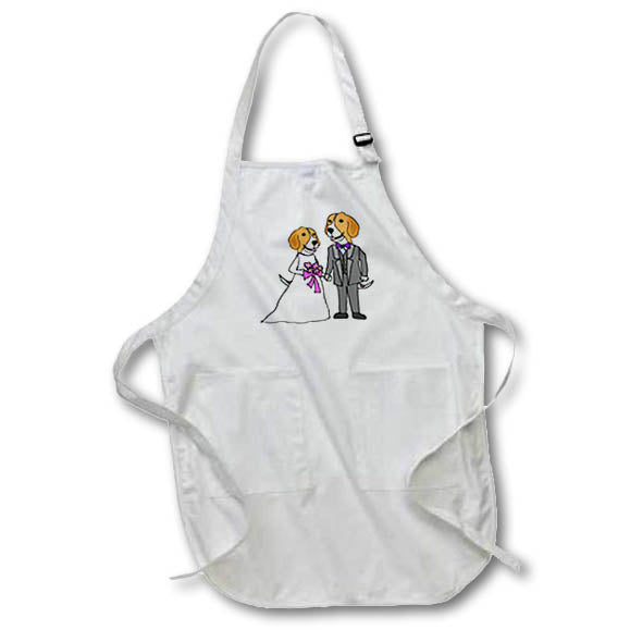 Apron - Funny Cute Beagle Puppy Dogs Bride and Groom Wedding Pets Wedding and Love