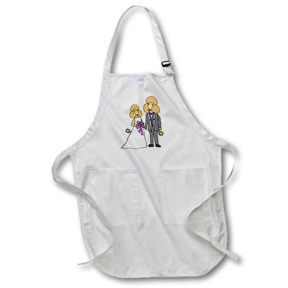 Apron - Funny Cute Apricot Poodle Puppy Dogs Bride and Groom Wedding Pets Wedding and Love