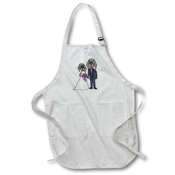 Apron - Funny Cute Weimaraner Puppy Dogs Bride and Groom Wedding Pets Wedding and Love