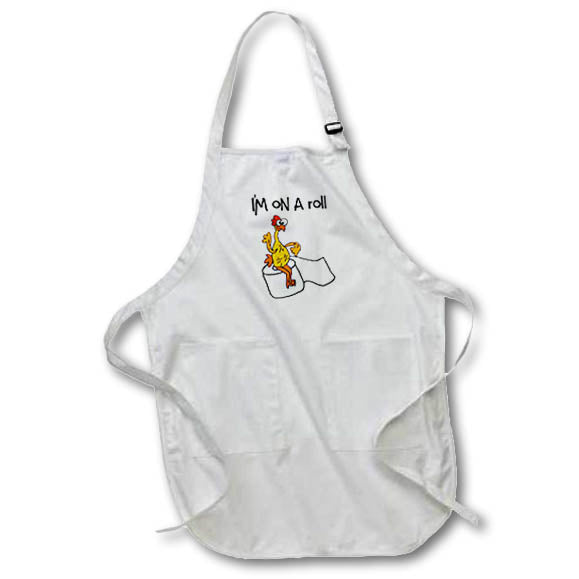 Apron - Funny Cute Rubber Chicken on Toilet Paper Im on a Roll Pun Funny