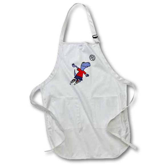 Apron - Funny Cute T-rex Dinosaur Playing Volleyball Spike Sports Old Age Sports and Hobbies