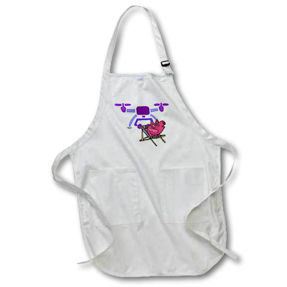 Apron - Funny Cute Drone carrying Flying Pig on Beach Chair Drone Satire Sports and Hobbies