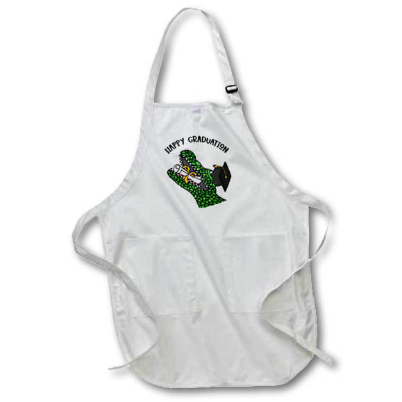 Apron - Funny Cute Alligator with Diploma scroll and Cap Happy Graduation Graduation