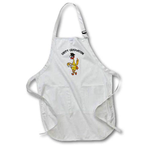 Apron - Funny Cute Rubber Chicken and Diploma scroll and Cap Happy Graduation Graduation