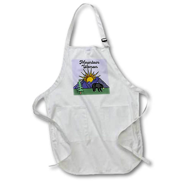 Apron - Cute Funny Urban Escapee Remote Working Mountain Woman Bear Funny